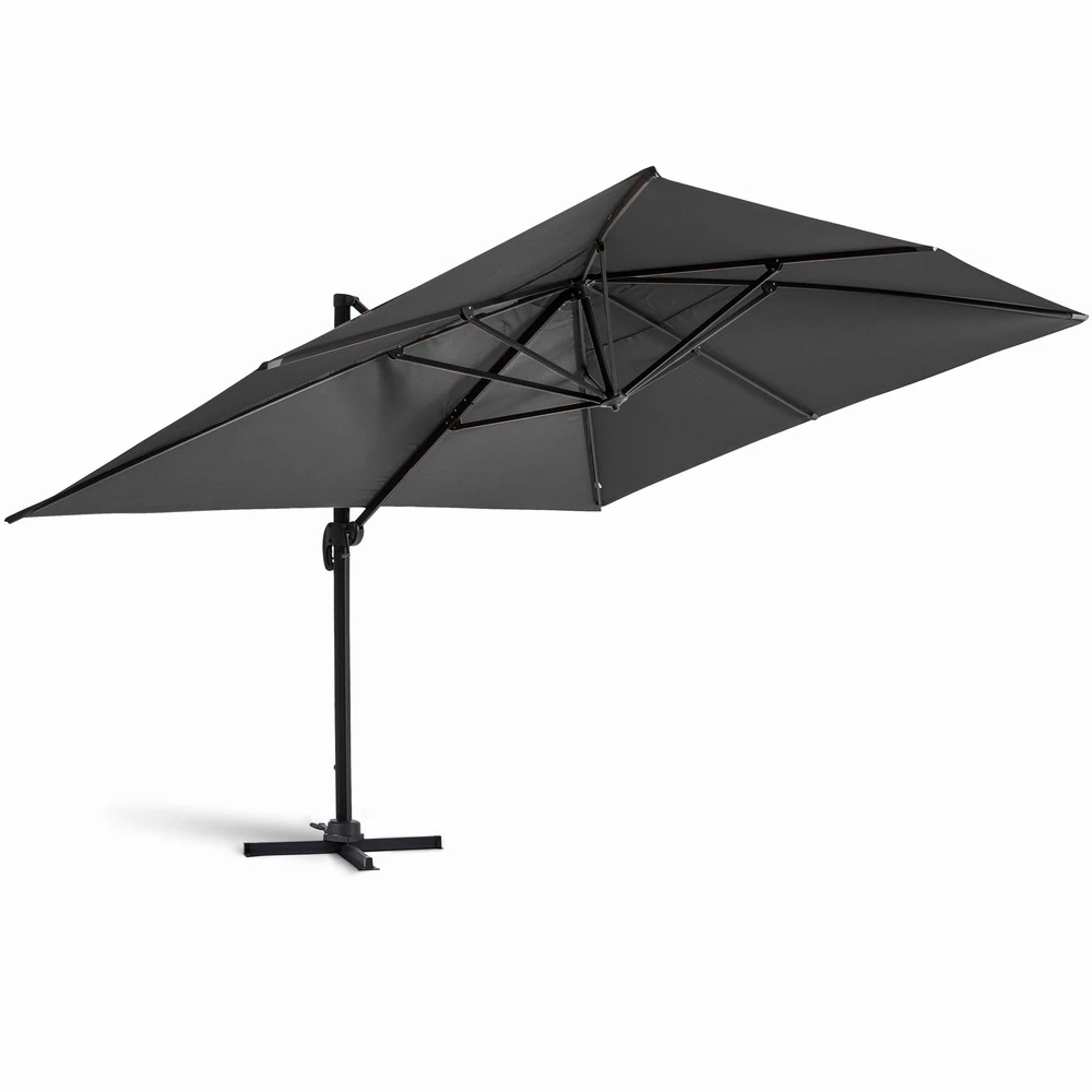Parasol Déporté 3x4m Et 4 Dalles Lestées Aluminium Gris Anthracite 2 Parasol Déporté 3x4m Et 4 Dalles Lestées Aluminium Gris Anthracite – Image 2