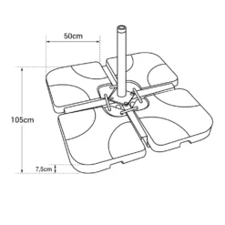 Oahu - Lot De 4 Dalles Carrées - Bases De Lestage Pour Parasol Pied En Croix - Remplissage Sable Ou Eau 7 Oahu - Lot De 4 Dalles Carrées - Bases De Lestage Pour Parasol Pied En Croix - Remplissage Sable Ou Eau -Konst Decor Magasin 646f5505e0b823.93541877