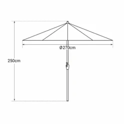 Hapuna - Parasol Droit Rond Diamètre 2,70 Mètres Inclinable - Aluminium - Protection Uv - Ouverture Facile, Manivelle -Konst Decor Magasin 646f55067f1694.99314313