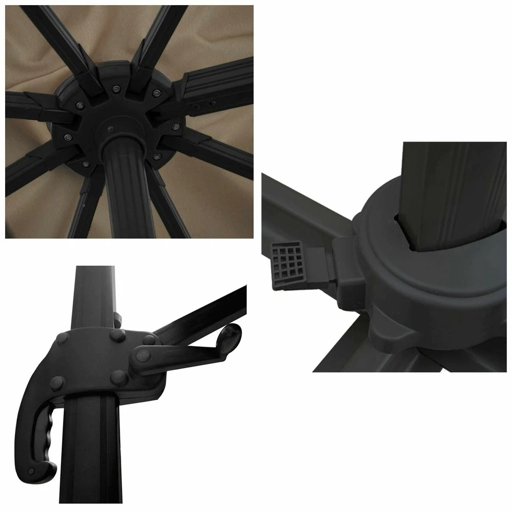 Oahu - Parasol Déporté Avec Housse De Rangement - Inclinable Rotatif Et Rabattable - Protection Uv - Ouverture Facile - Taupe 3x3m 3 Oahu - Parasol Déporté Avec Housse De Rangement - Inclinable Rotatif Et Rabattable - Protection Uv - Ouverture Facile - Taupe 3x3m – Image 3