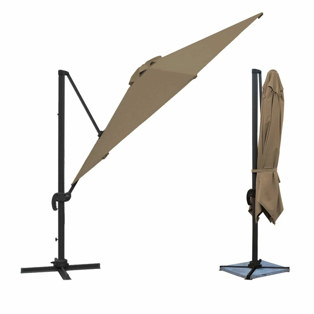 Oahu - Parasol Déporté Avec Housse De Rangement - Inclinable Rotatif Et Rabattable - Protection Uv - Ouverture Facile - Taupe 3x3m 2 Oahu - Parasol Déporté Avec Housse De Rangement - Inclinable Rotatif Et Rabattable - Protection Uv - Ouverture Facile - Taupe 3x3m – Image 2