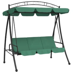 VIDAXL Balancelle De Jardin Avec Auvent Vert 198 Cm Tissu Et Acier