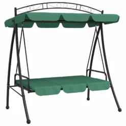 VIDAXL Balancelle De Jardin Avec Auvent Vert 198 Cm Tissu Et Acier 12 VIDAXL Balancelle De Jardin Avec Auvent Vert 198 Cm Tissu Et Acier -Konst Decor Magasin 646fad87cee666.14086453