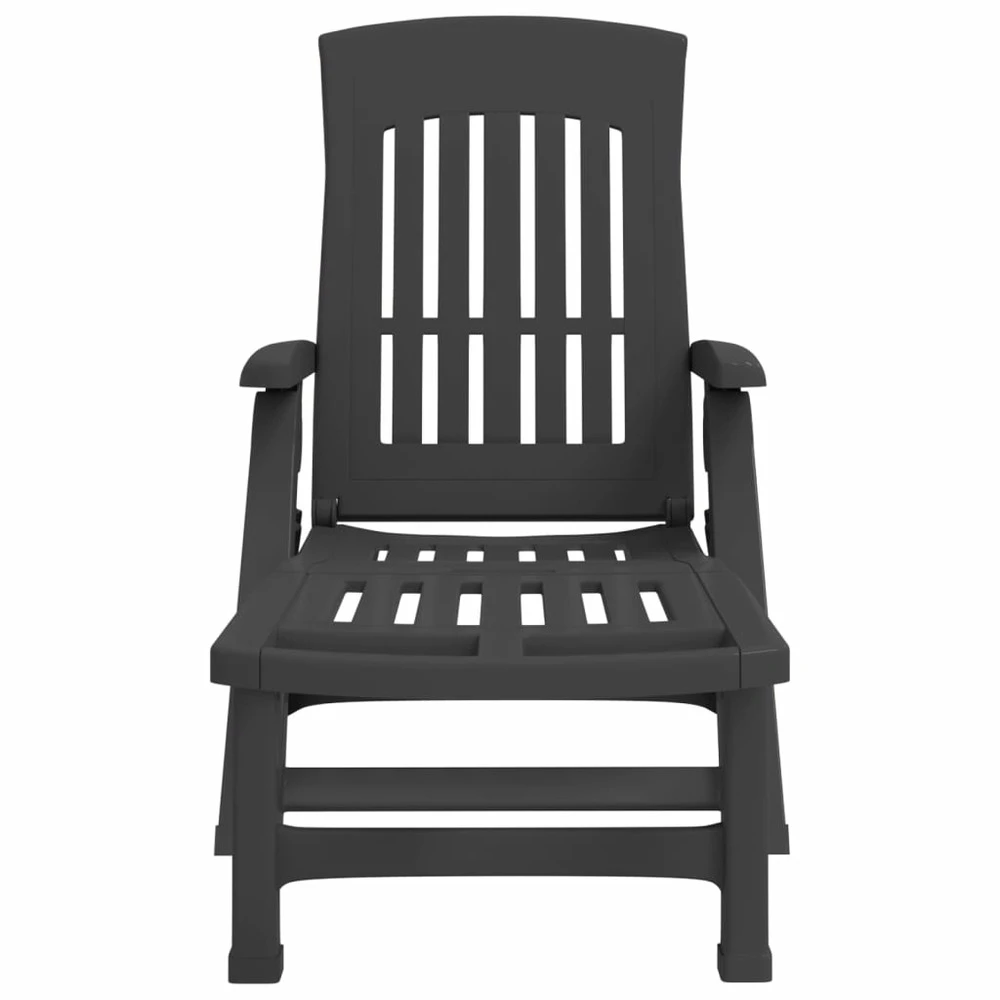VIDAXL Chaise Longue Pliable Avec Roues Anthracite Pp 3 VIDAXL Chaise Longue Pliable Avec Roues Anthracite Pp – Image 3