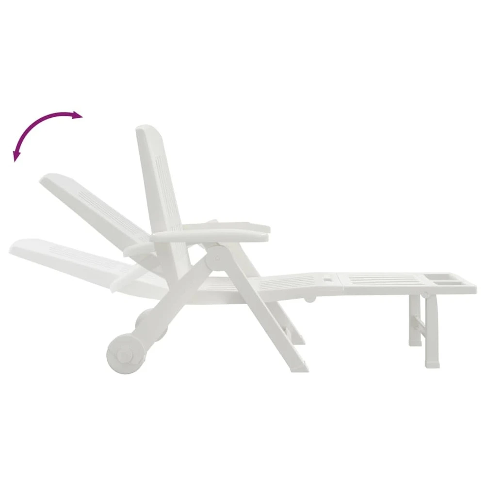 VIDAXL Chaise Longue Pliable Avec Roues Blanc Pp 6 VIDAXL Chaise Longue Pliable Avec Roues Blanc Pp – Image 6