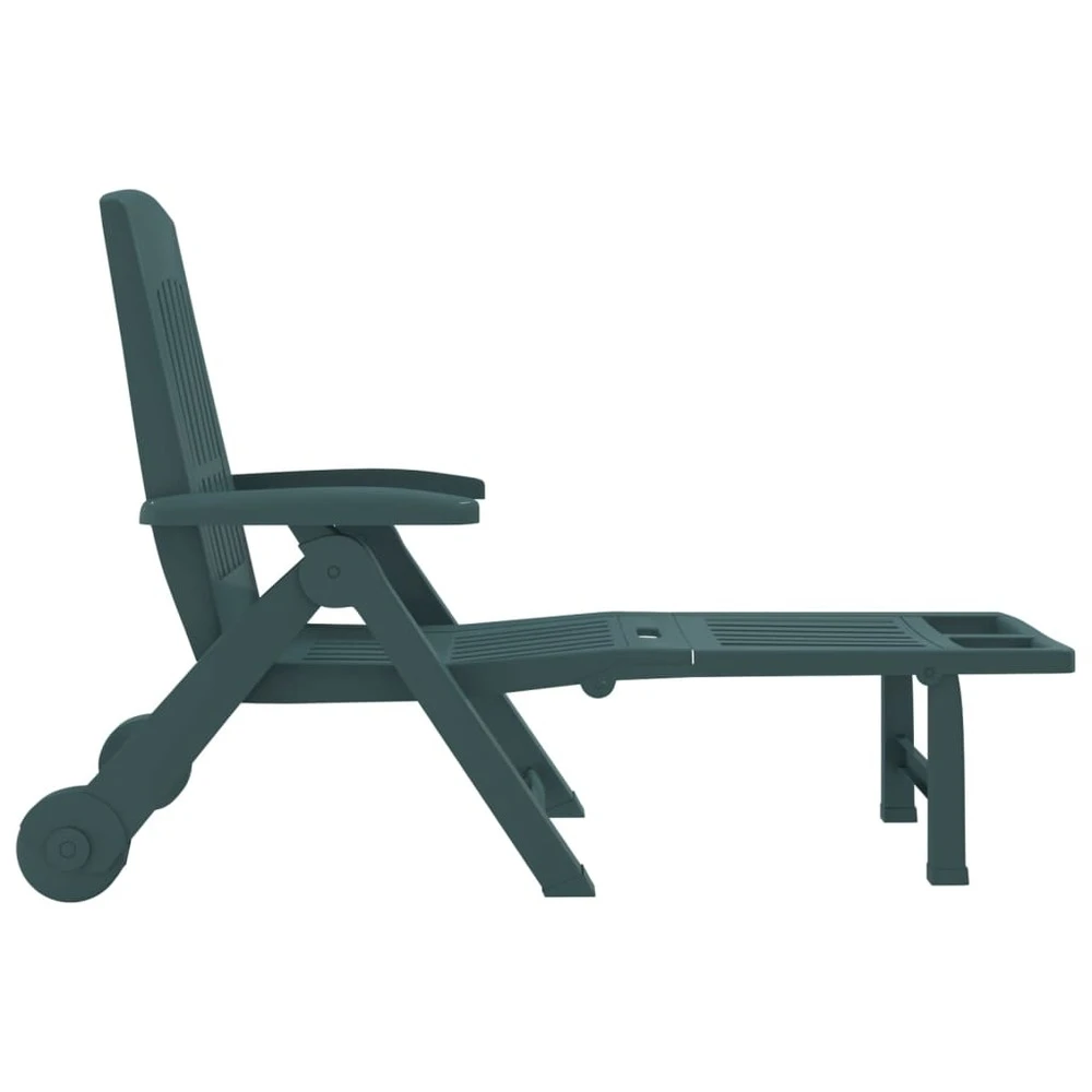 VIDAXL Chaise Longue Pliable Avec Roues Vert Pp 4 VIDAXL Chaise Longue Pliable Avec Roues Vert Pp – Image 4