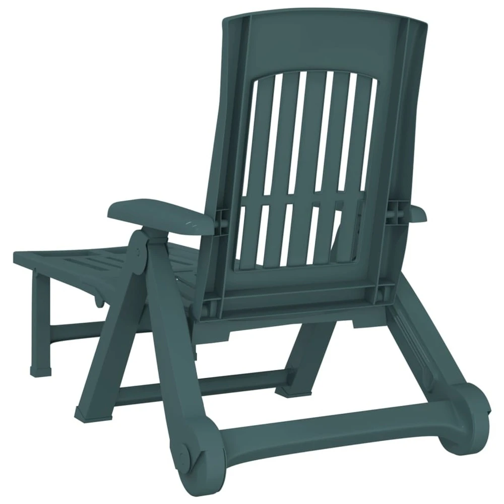 VIDAXL Chaise Longue Pliable Avec Roues Vert Pp 5 VIDAXL Chaise Longue Pliable Avec Roues Vert Pp – Image 5