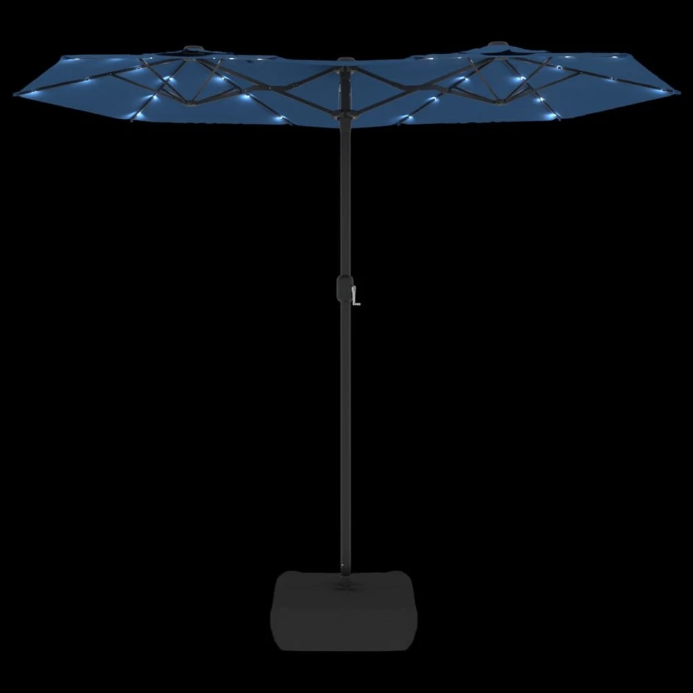 VIDAXL Parasol à Double Tête Avec Led Bleu Azuré 316x240 Cm 6 VIDAXL Parasol à Double Tête Avec Led Bleu Azuré 316x240 Cm – Image 6