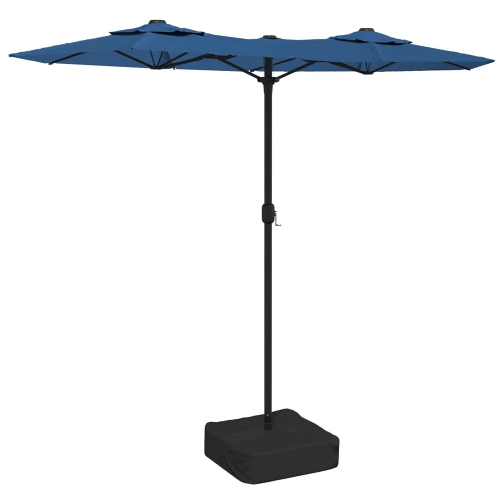 VIDAXL Parasol à Double Tête Avec Led Bleu Azuré 316x240 Cm 1 VIDAXL Parasol à Double Tête Avec Led Bleu Azuré 316x240 Cm