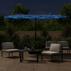 VIDAXL Parasol à Double Tête Avec Led Bleu Azuré 316x240 Cm 9 VIDAXL Parasol à Double Tête Avec Led Bleu Azuré 316x240 Cm -Konst Decor Magasin 6470a72f2685c3.07932582
