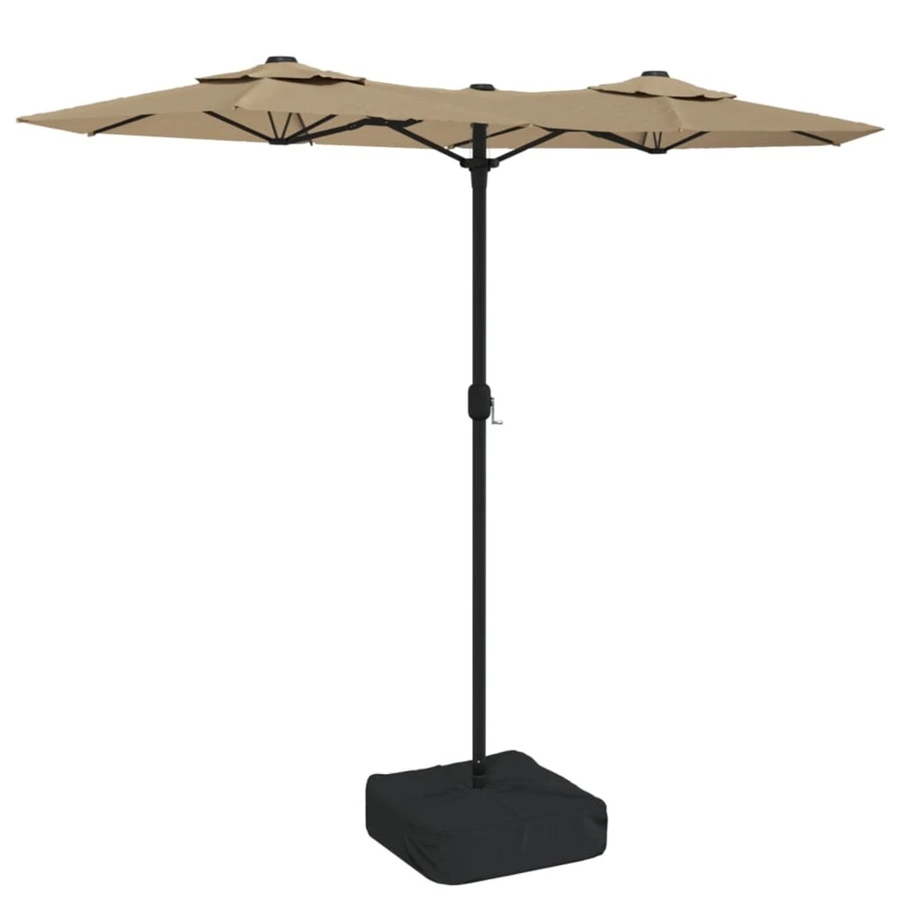 VIDAXL Parasol à Double Tête Avec Led Taupe 316x240 Cm 1 VIDAXL Parasol à Double Tête Avec Led Taupe 316x240 Cm