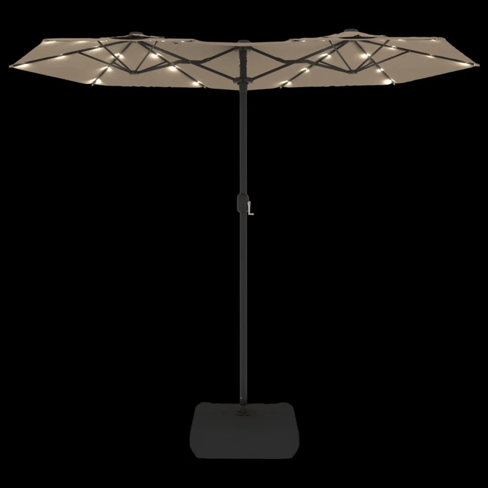 VIDAXL Parasol à Double Tête Avec Led Taupe 316x240 Cm 6 VIDAXL Parasol à Double Tête Avec Led Taupe 316x240 Cm – Image 6