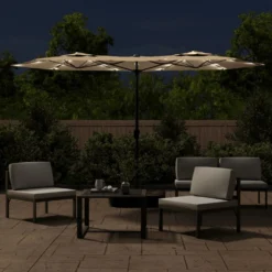 VIDAXL Parasol à Double Tête Avec Led Taupe 316x240 Cm 9 VIDAXL Parasol à Double Tête Avec Led Taupe 316x240 Cm -Konst Decor Magasin 6470a73146c830.03643661