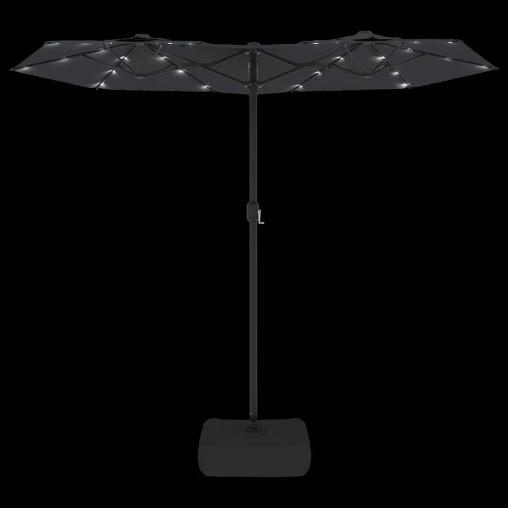 VIDAXL Parasol à Double Tête Avec Led Noir 316x240 Cm 6 VIDAXL Parasol à Double Tête Avec Led Noir 316x240 Cm – Image 6