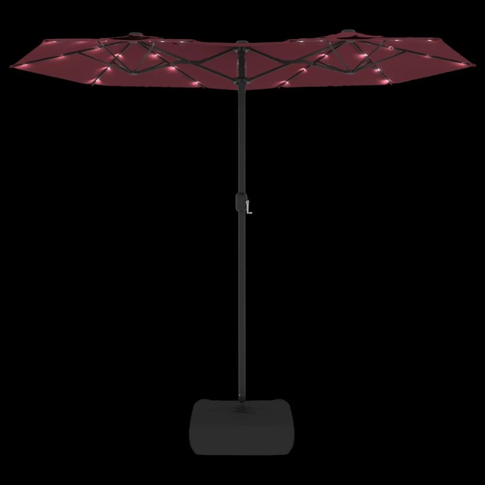 VIDAXL Parasol à Double Tête Avec Led Rouge Bordeaux 316x240 Cm 6 VIDAXL Parasol à Double Tête Avec Led Rouge Bordeaux 316x240 Cm – Image 6