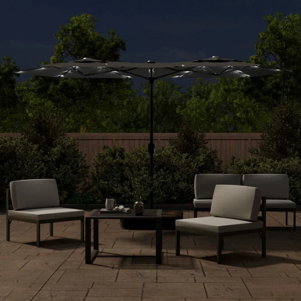VIDAXL Parasol à Double Tête Avec Led Anthracite 316x240 Cm 3 VIDAXL Parasol à Double Tête Avec Led Anthracite 316x240 Cm – Image 3