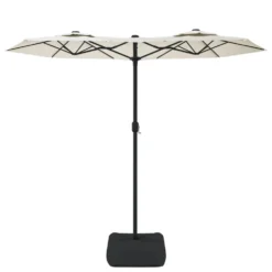 VIDAXL Parasol à Double Tête Avec Led Blanc Sable 316x240 Cm 10 VIDAXL Parasol à Double Tête Avec Led Blanc Sable 316x240 Cm -Konst Decor Magasin 6470a7373368a0.80618331