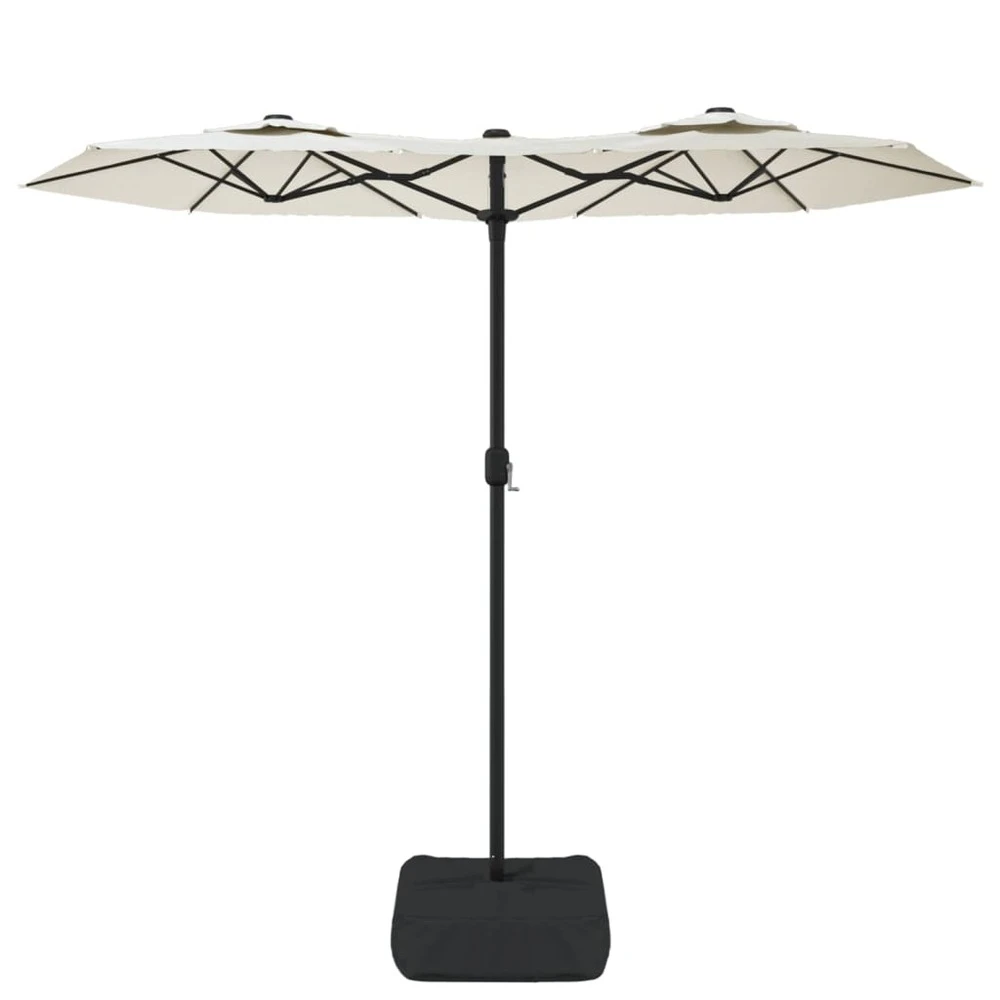 VIDAXL Parasol à Double Tête Avec Led Blanc Sable 316x240 Cm 4 VIDAXL Parasol à Double Tête Avec Led Blanc Sable 316x240 Cm – Image 4