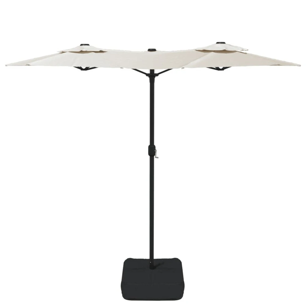VIDAXL Parasol à Double Tête Avec Led Blanc Sable 316x240 Cm 5 VIDAXL Parasol à Double Tête Avec Led Blanc Sable 316x240 Cm – Image 5