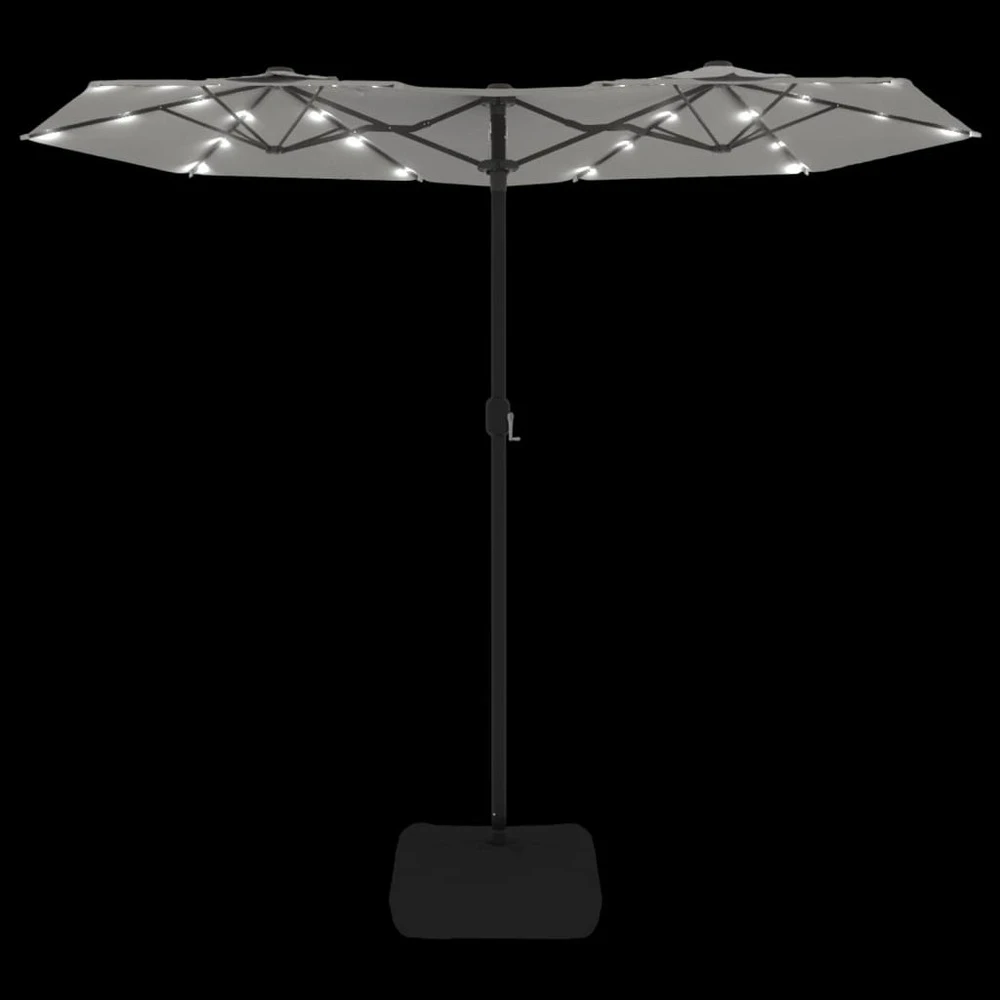 VIDAXL Parasol à Double Tête Avec Led Blanc Sable 316x240 Cm 6 VIDAXL Parasol à Double Tête Avec Led Blanc Sable 316x240 Cm – Image 6