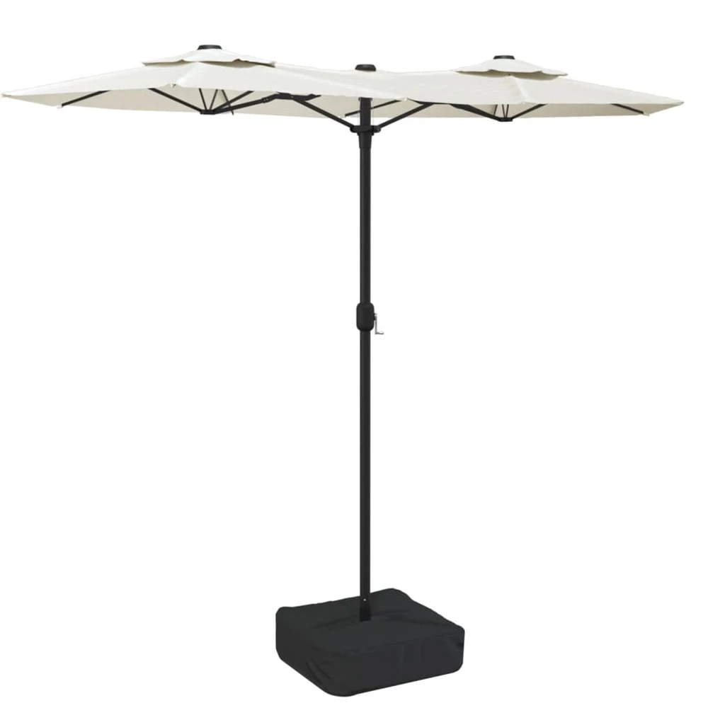VIDAXL Parasol à Double Tête Avec Led Blanc Sable 316x240 Cm 1 VIDAXL Parasol à Double Tête Avec Led Blanc Sable 316x240 Cm