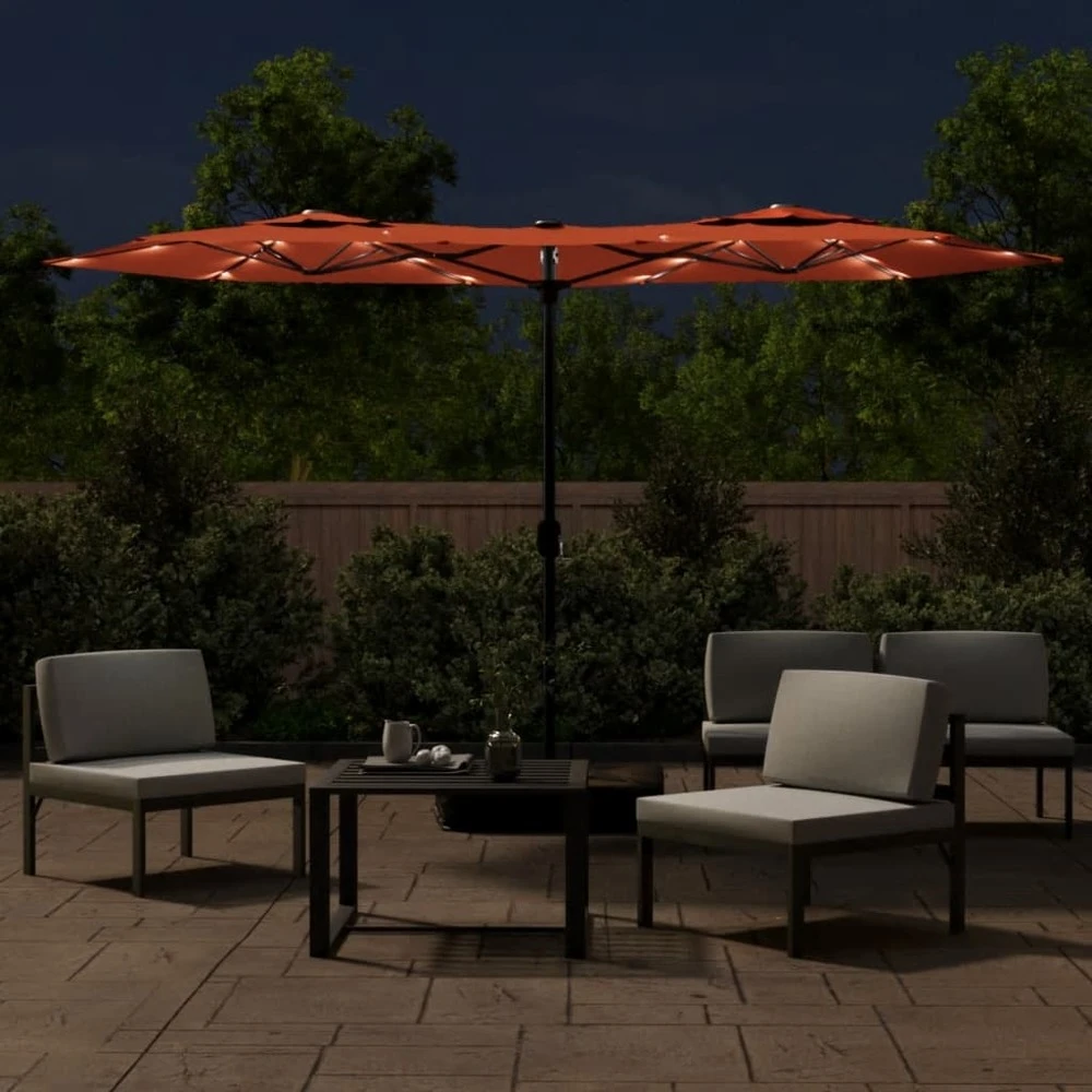 VIDAXL Parasol à Double Tête Avec Led Terre Cuite 316x240 Cm 3 VIDAXL Parasol à Double Tête Avec Led Terre Cuite 316x240 Cm – Image 3