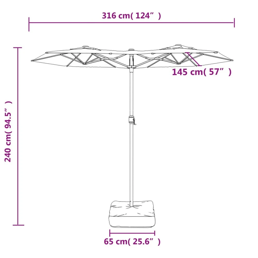 VIDAXL Parasol à Double Tête Anthracite 316x240 Cm 7 VIDAXL Parasol à Double Tête Anthracite 316x240 Cm – Image 7