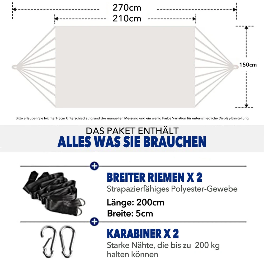 Mercury Hamac En Coton Avec Support En Acier De Dimensions 270x120x80cm, Capacité Maximale En 110kg 4 Mercury Hamac En Coton Avec Support En Acier De Dimensions 270x120x80cm, Capacité Maximale En 110kg – Image 4