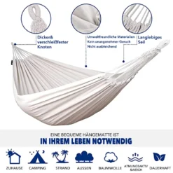 Mercury Hamac En Coton Avec Support En Acier De Dimensions 270x120x80cm, Capacité Maximale En 110kg 10 Mercury Hamac En Coton Avec Support En Acier De Dimensions 270x120x80cm, Capacité Maximale En 110kg -Konst Decor Magasin 64763e2b615ec9.37955228