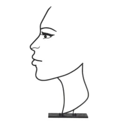 Déco Jardin Métal Visage Fil Ombre Noire - Noir 80 Cm