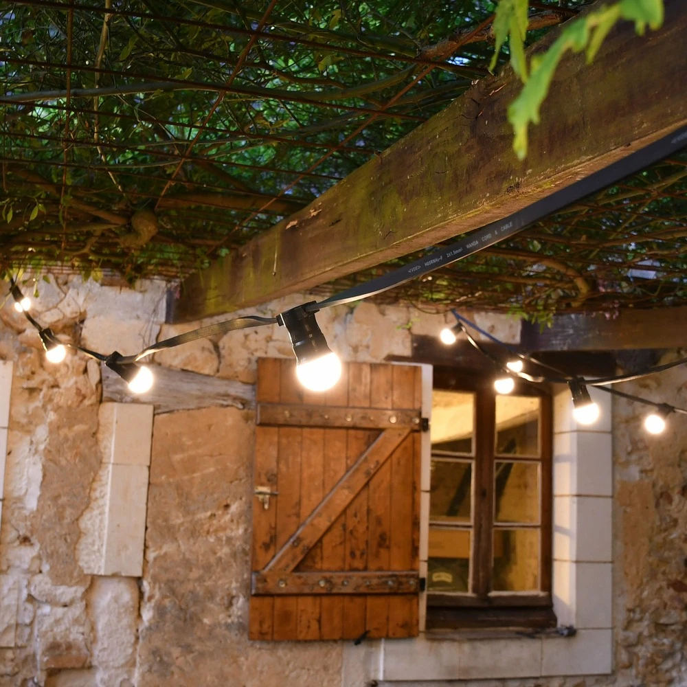 Guirlande Guinguette B22 Blanc Chaud - 10m - 10 Ampoules Interchangeables - Ip44 - Chromex 1 Guirlande Guinguette B22 Blanc Chaud - 10m - 10 Ampoules Interchangeables - Ip44 - Chromex