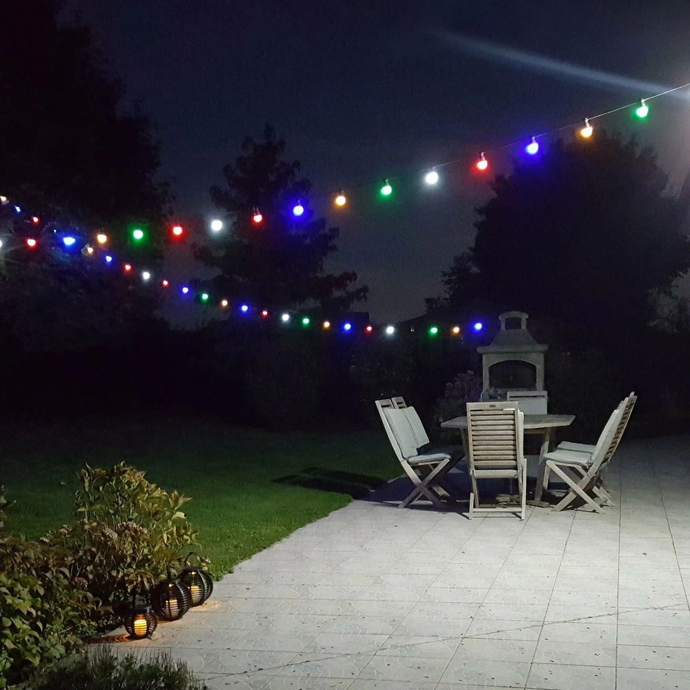 Guirlande Guinguette B22 Blanc Chaud - 10m - 10 Ampoules Interchangeables - Ip44 - Chromex 4 Guirlande Guinguette B22 Blanc Chaud - 10m - 10 Ampoules Interchangeables - Ip44 - Chromex – Image 4