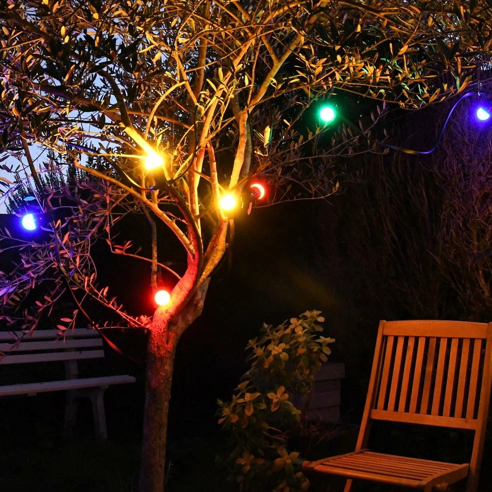 Guirlande Guinguette B22 Blanc Chaud - 10m - 10 Ampoules Interchangeables - Ip44 - Chromex 5 Guirlande Guinguette B22 Blanc Chaud - 10m - 10 Ampoules Interchangeables - Ip44 - Chromex – Image 5