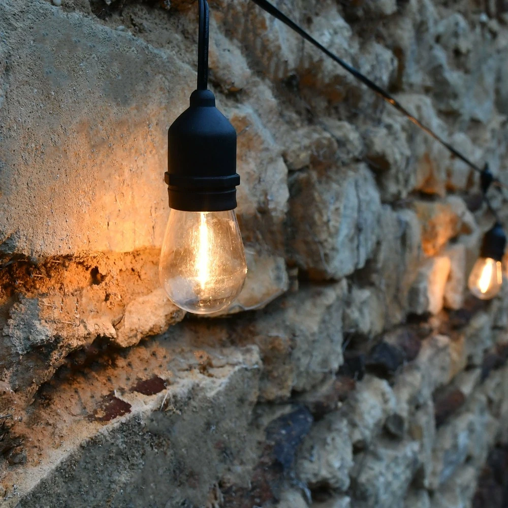 Guirlande Guinguette Jazz Solaire - L12,600 15 Led Filament Blanc Chaud - 300 Lumens - Prolongeable - Extérieur - Chromex 2 Guirlande Guinguette Jazz Solaire - L12,600 15 Led Filament Blanc Chaud - 300 Lumens - Prolongeable - Extérieur - Chromex – Image 2