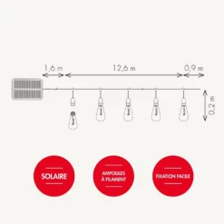 Guirlande Guinguette Jazz Solaire - L12,600 15 Led Filament Blanc Chaud - 300 Lumens - Prolongeable - Extérieur - Chromex 7 Guirlande Guinguette Jazz Solaire - L12,600 15 Led Filament Blanc Chaud - 300 Lumens - Prolongeable - Extérieur - Chromex -Konst Decor Magasin 6478909cb16c14.91500812