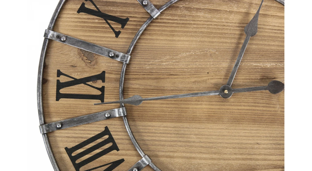 Grande Horloge Ancienne Bois Métal Marron 66x4x66cm - Bois, Métal 3 Grande Horloge Ancienne Bois Métal Marron 66x4x66cm - Bois, Métal – Image 3