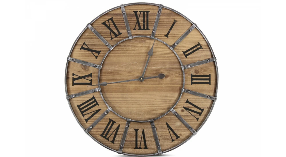 Grande Horloge Ancienne Bois Métal Marron 66x4x66cm - Bois, Métal 1 Grande Horloge Ancienne Bois Métal Marron 66x4x66cm - Bois, Métal