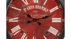 Grande Horloge Ancienne Murale Paris Bistro Métal Rouge-bordeaux 70cm -Konst Decor Magasin 6479de0d99f143.94606961