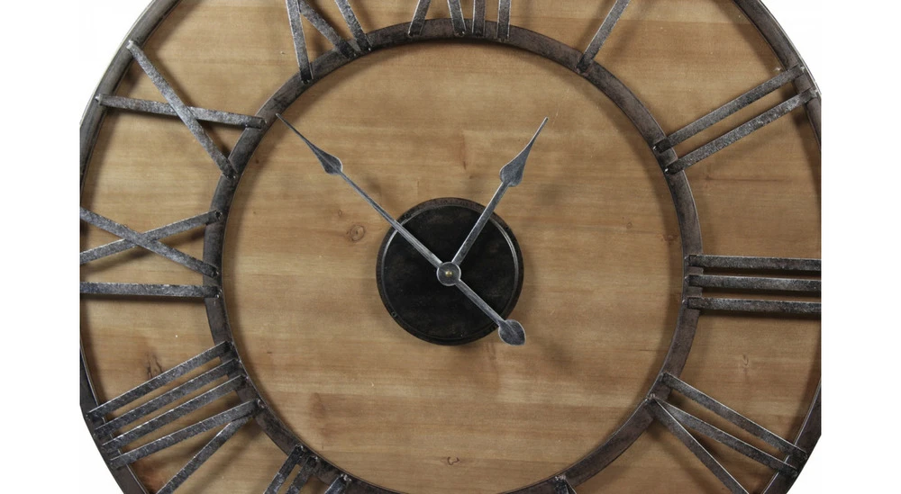 Grande Horloge Ancienne Fer Forgé Bois 80cm - Marron 2 Grande Horloge Ancienne Fer Forgé Bois 80cm - Marron – Image 2