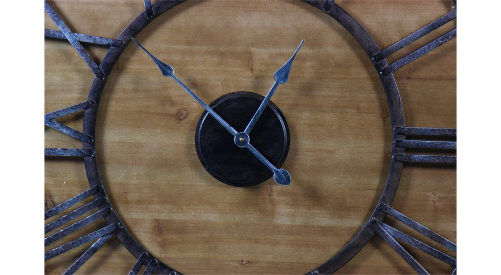 Grande Horloge Ancienne Fer Forgé Bois 80cm - Marron 3 Grande Horloge Ancienne Fer Forgé Bois 80cm - Marron – Image 3