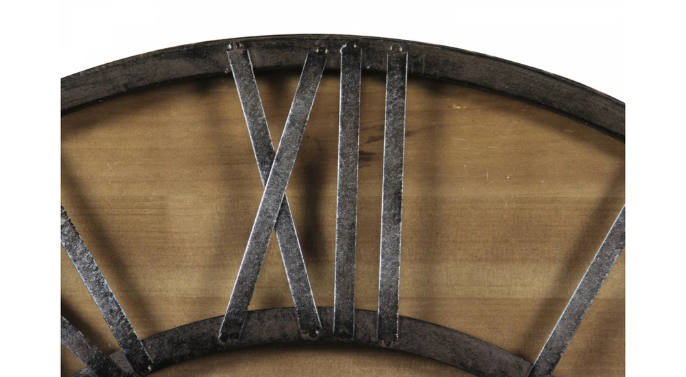 Grande Horloge Ancienne Fer Forgé Bois 80cm - Marron 4 Grande Horloge Ancienne Fer Forgé Bois 80cm - Marron – Image 4