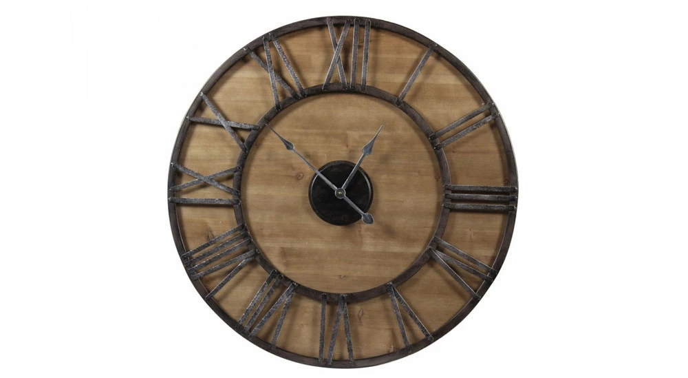 Grande Horloge Ancienne Fer Forgé Bois 80cm - Marron 1 Grande Horloge Ancienne Fer Forgé Bois 80cm - Marron