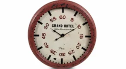 Horloge Ancienne Murale Grand Hôtel Métal Rouge-bordeaux 62cm