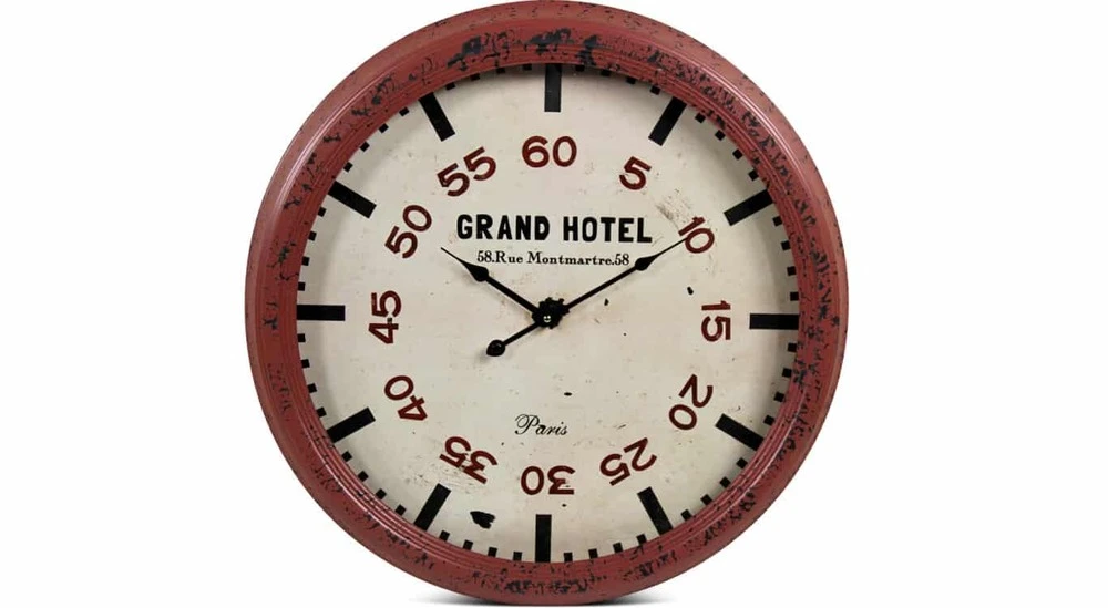 Horloge Ancienne Murale Grand Hôtel Métal Rouge-bordeaux 62cm 1 Horloge Ancienne Murale Grand Hôtel Métal Rouge-bordeaux 62cm