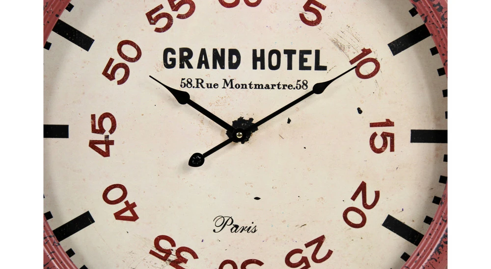 Horloge Ancienne Murale Grand Hôtel Métal Rouge-bordeaux 62cm 3 Horloge Ancienne Murale Grand Hôtel Métal Rouge-bordeaux 62cm – Image 3