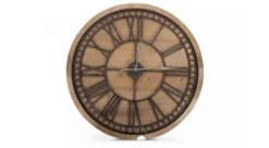 Grande Horloge Ancienne Bois Métal Marron 76x3x76cm - Bois, Métal