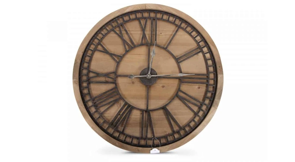 Grande Horloge Ancienne Bois Métal Marron 76x3x76cm - Bois, Métal 1 Grande Horloge Ancienne Bois Métal Marron 76x3x76cm - Bois, Métal