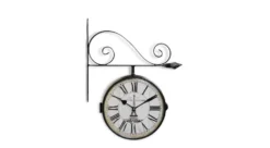 Horloge De Gare Ancienne Double Face Café De La Gare Tour Eiffel Fer Forge Blanc 24cm - Fer Forgé