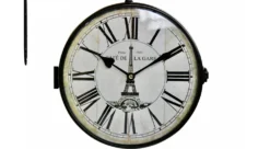 Horloge De Gare Ancienne Double Face Café De La Gare Tour Eiffel Fer Forge Blanc 24cm - Fer Forgé -Konst Decor Magasin 6479de123141e9.52594993