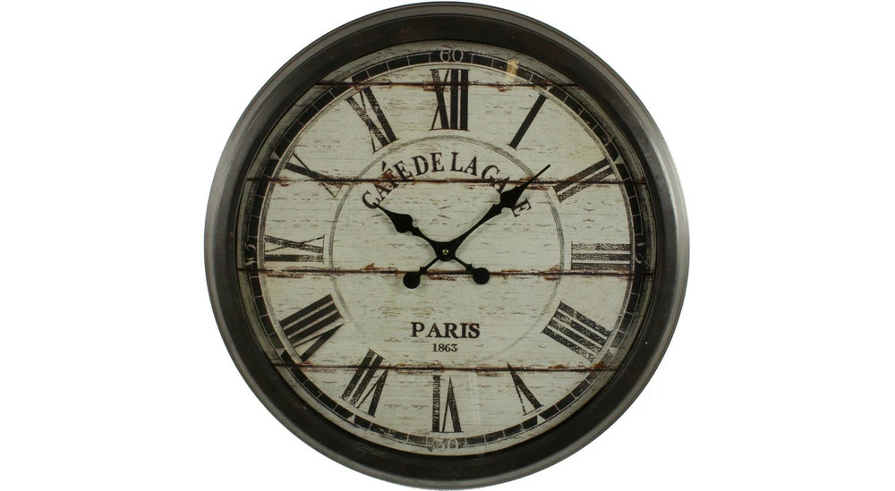 Grande Horloge Ancienne Murale Café De La Gare 70cm - Fer - Noir 1 Grande Horloge Ancienne Murale Café De La Gare 70cm - Fer - Noir